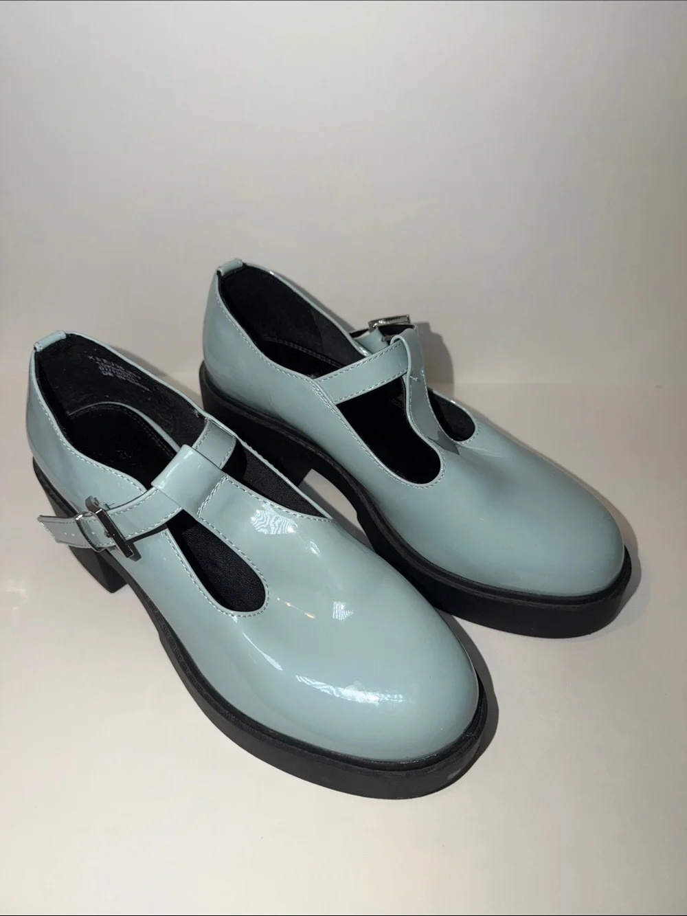 ASOS Design Stealth Mary Jane Platform Mid Block Heel Chunky in Blue Size 7